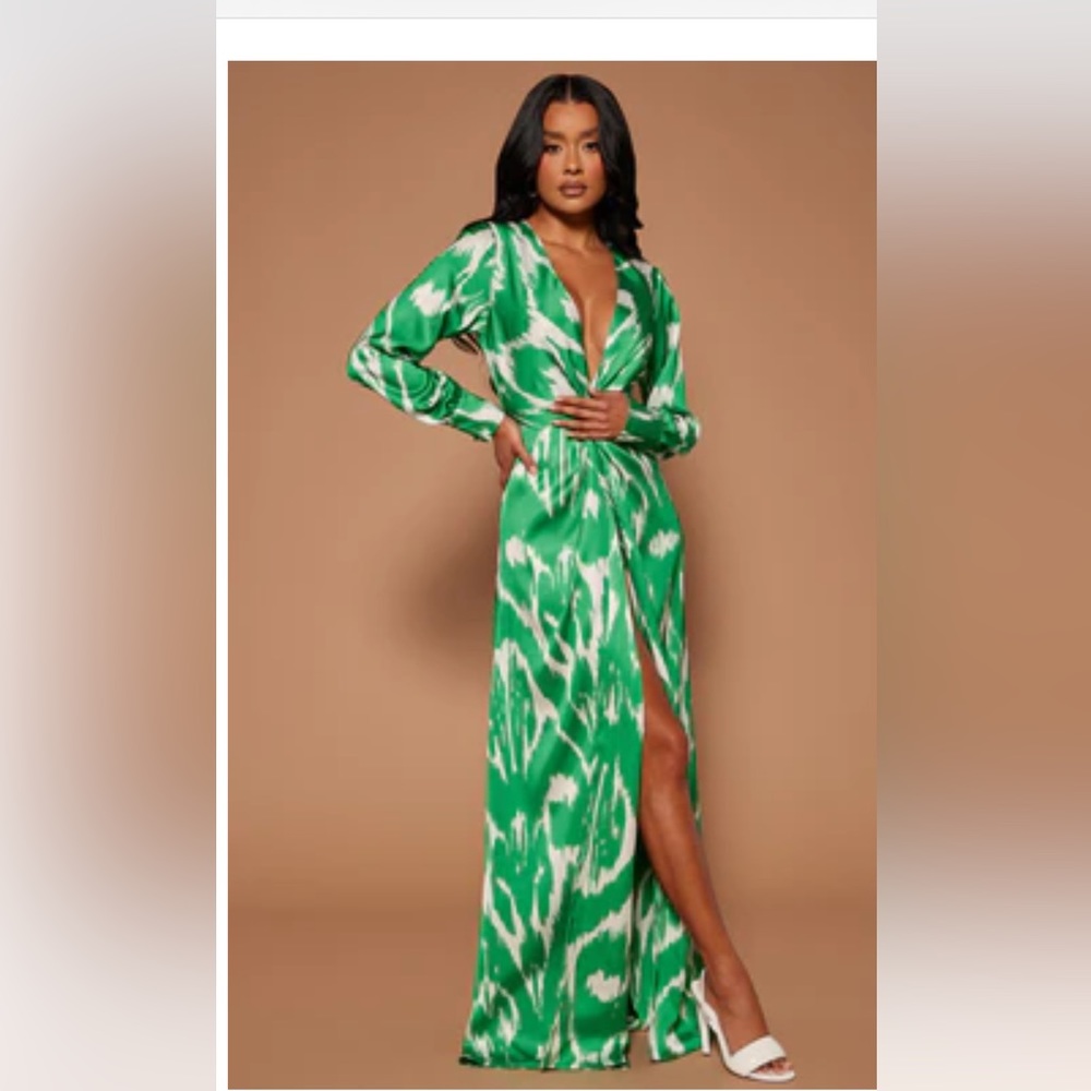 Bianca satin fashion nova maxi dress nwt